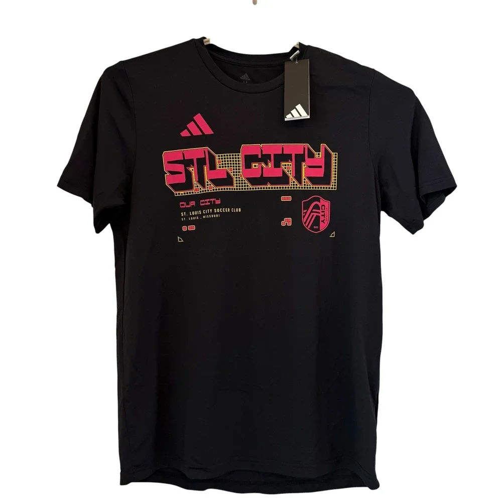 Adidas St Louis City SC Pregame Soccer Shirt Black Medium NEW Anthem AEROREADY